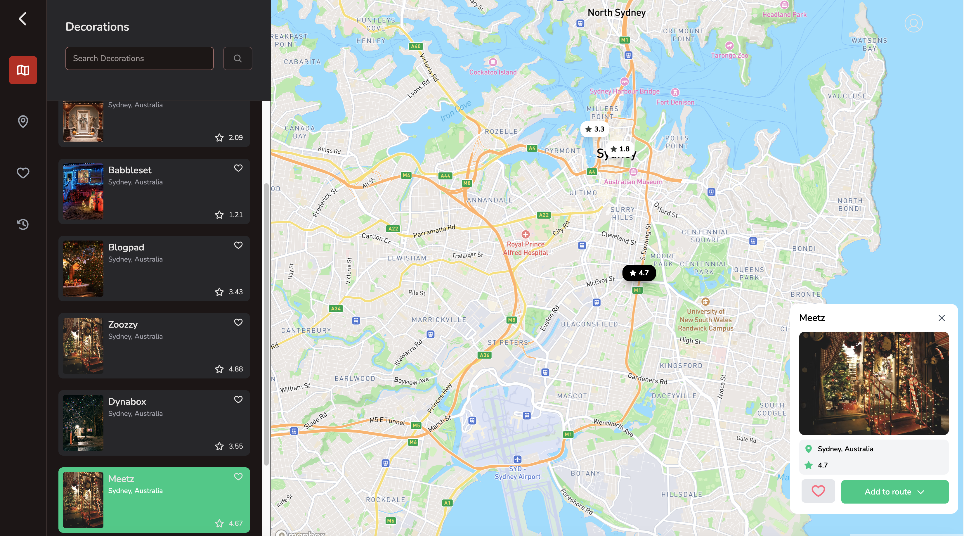 Christmas Lights App route planning