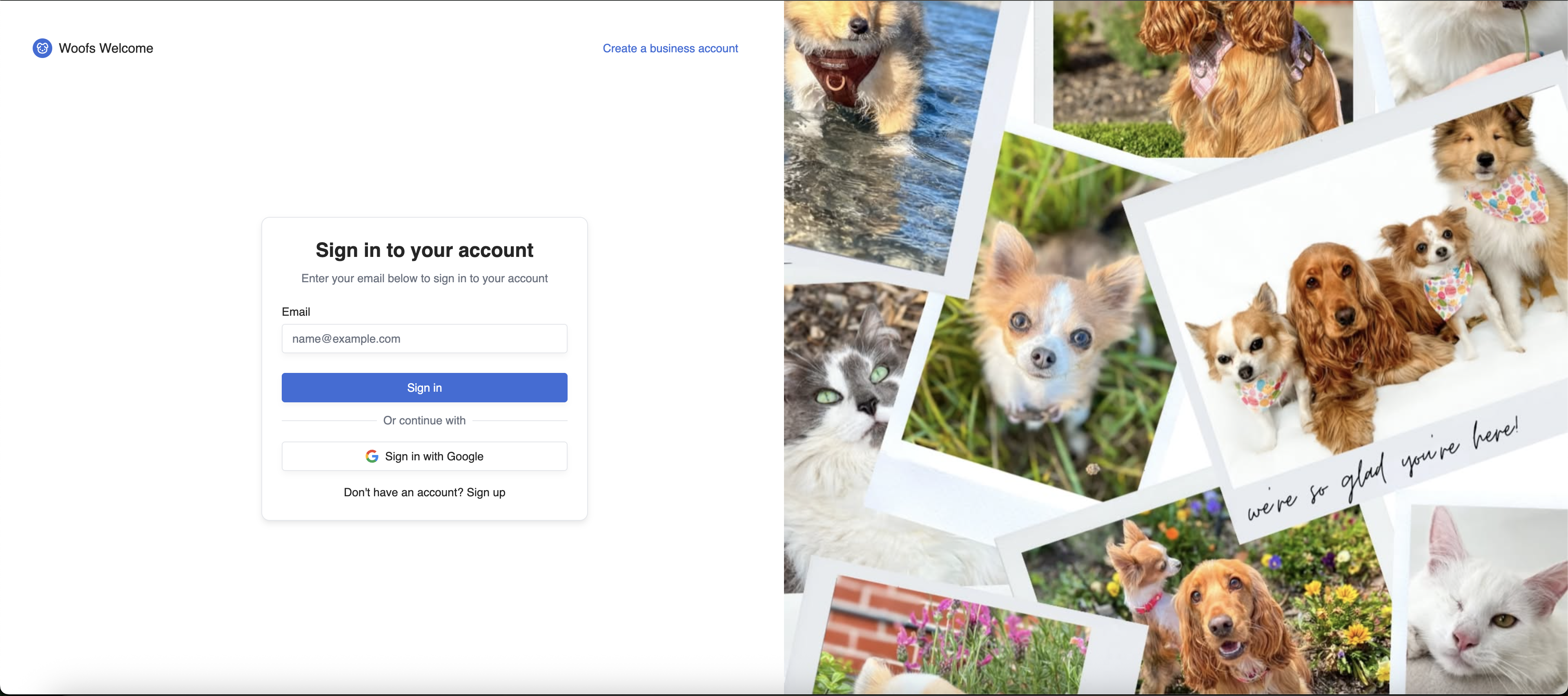 Woofs Welcome login